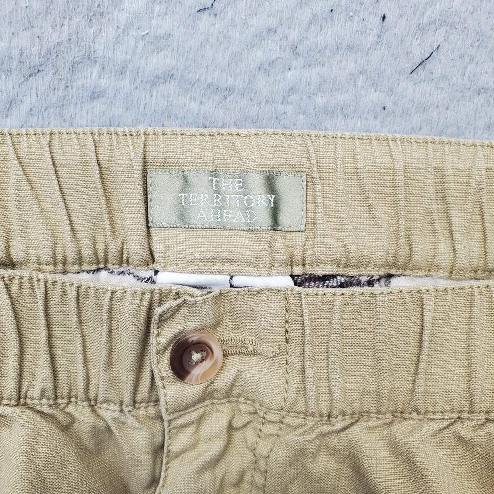 The Territory Ahead Golf‎ Chino Pants Mens XL Tan Flannel Lined Elastic Waist